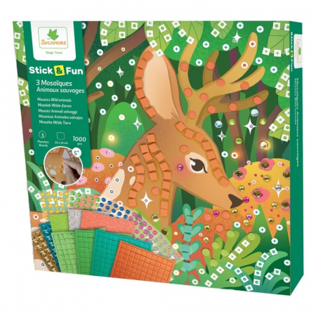 Jucarii creative - Set de creatie, Sycomore Stick n Fun Mozaic, Animale salbatice