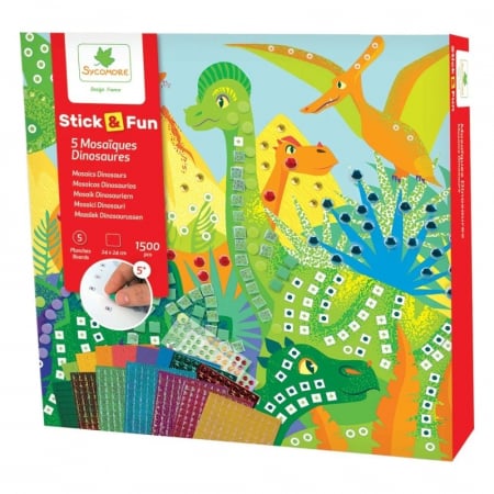 Jucarii, Copii & Bebe - Set de creatie, Sycomore Stick n Fun Mozaic, Dinozauri