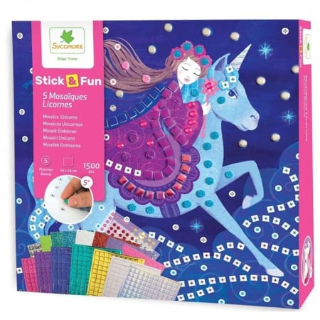 Jucarii, Copii & Bebe - Set de creatie, Sycomore Stick n Fun Mozaic, Unicorni