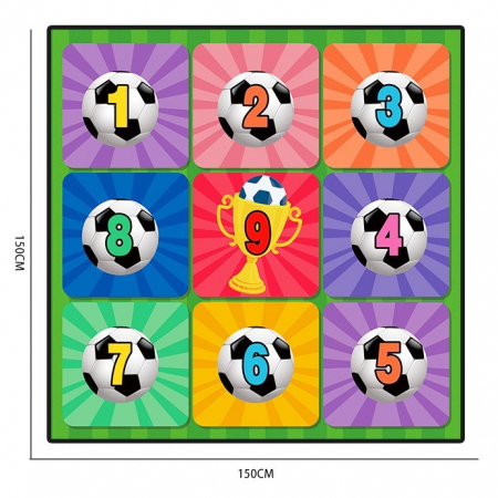 Set de Fotbal Flippy, Joc Recreativ Pentru Copii, Minge cu Scai, Plansa din Material textil, 150 x 150 cm, Model Trofeu, Multicolor [1]