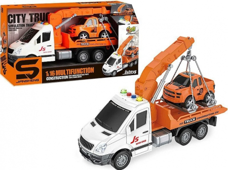 Set de joaca, Masina de interventie cu Masinuta, cu Sunete si Lumini, Scara 1:16, Plastic, 3+ ani, Alb/Portocaliu [1]