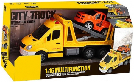 Lichidare Set de joaca, Masina de interventie cu Masinuta, cu Sunete si Lumini, Scara 1:16, Plastic, 3+ ani, Galben/Portocaliu [1]