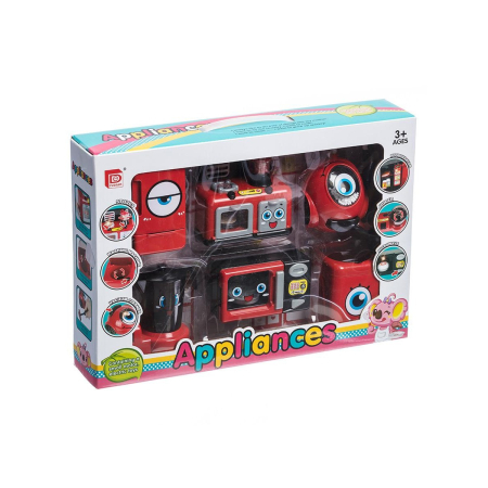 Jucarii, Copii & Bebe - Set de joaca mini bucatarie, aparate de uz casnic mici, 6 piese, pentru copii, rosu