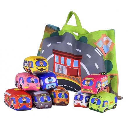 Seturi de joaca - Set de joaca pentru bebelusi 6 masinuta cu gentuta covoras, Huanger
