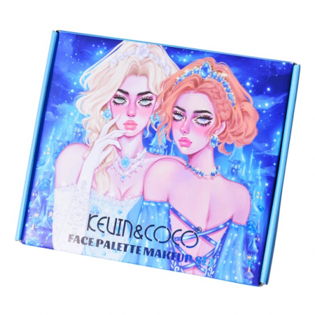 Ingrijire personala si Cosmetice - Set de Machiaj Kevin&amp;Coco, 30 de Culori, Farduri de Pleoape, Iluminatoare Lichide, Lip Gloss-uri, Blush, Glitter, Model Regina Ghetii, 24.5x21.2x8.7 cm, Multicolor