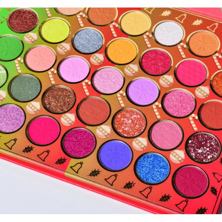 Set de Machiaj Kevin&amp;Coco, 70 de Culori, Paleta de Farduri, Model Merry Christmas, Oglinda Ovala, 22.3x17.2x1.9 cm, Multicolor [7]