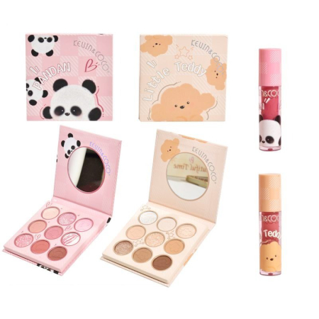 Set de Machiaj, Kevin&amp;Coco, Paleta de Farduri pentru Pleoape si Lipgloss, 10.2x10.2x1.5cm, Model Panda, Multicolor [3]
