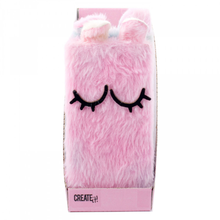 Accesorii pentru fetite - Set de machiaj pufos Create It! cu inchidere magnetica, 13 x 7 x 3 cm, Roz