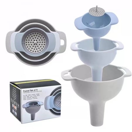 Bucatarie si electrocasnice - Set de Palnii Multifunctionale + Filtru, Flippy, 4 in 1, din Plastic, 11 x 10 cm, Albastru
