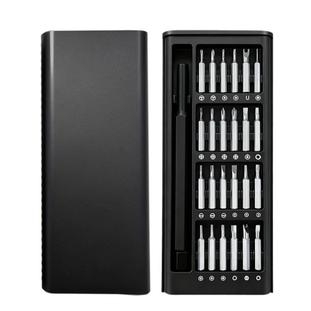 Sub 99 Lei - Set de Surubelnite 24-in-1 cu Clichet, Flippy, Set de Uz Casnic pentru Repararea Electronicelor Mici, Maner durabil Negru, 26.5 x 15 x 1.5 cm, Negru