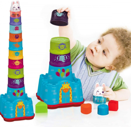 Set educativ de Stivuire si Sortare, Turnul cu animalute si cutie de depozitare, 15 piese [3]