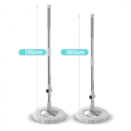 Set Galeata cu Pedala si Mop Rotativ 360°, Flippy, Cu Actiune Centrifuga x4, Pentru Uz Casnic, Maner din Otel Inoxidabil Telescopic, 2 Capte din Bumbac, 46x30x28 cm, Verde Matcha [11]