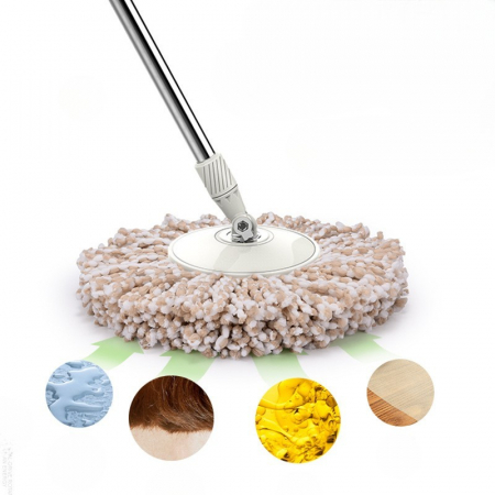 Lichidare Set Galeata si Mop Rotativ 360°, Flippy, Cu Dubla Actiune Centrifuga, Pentru Uz Casnic, Maner din Otel Inoxidabil Telescopic, 2 Capte din Bumbac, 46x27x29 cm, Alb [9]