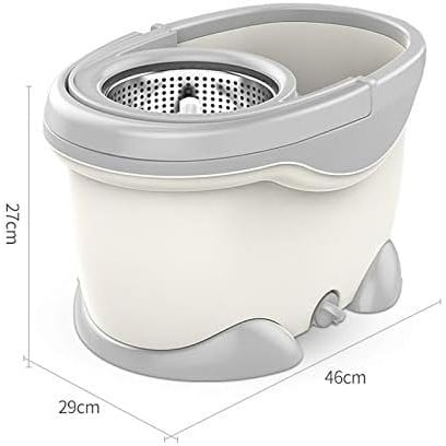 Set Galeata si Mop Rotativ 360°, Flippy, Cu Dubla Actiune Centrifuga, Pentru Uz Casnic, Maner din Otel Inoxidabil Telescopic, 2 Capte din Bumbac, 46x27x29 cm, Alb [1]