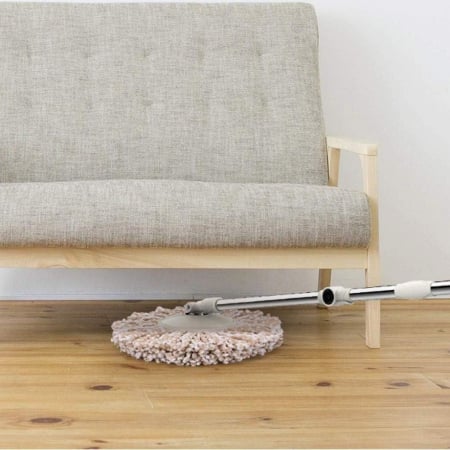 Set Galeata si Mop Rotativ 360°, Flippy, Cu Dubla Actiune Centrifuga, Pentru Uz Casnic, Maner din Otel Inoxidabil Telescopic, 2 Capte din Bumbac, 46x27x29 cm, Roz [2]