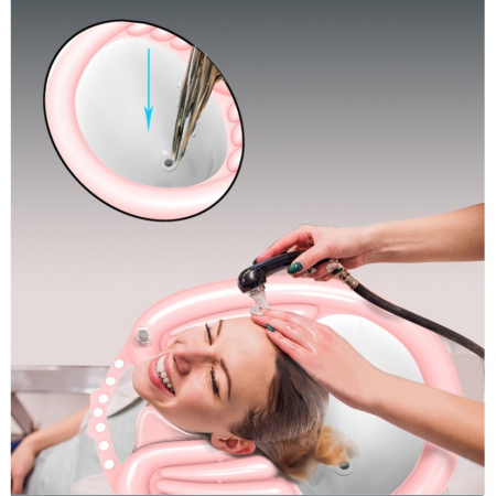 Set Gonflabil pentru Spalat pe Cap, Flippy, pentru Copii, Femei Insarcinate si Varstnici, 81 x 60 x 38 cm, Ajustabil, Roz [4]