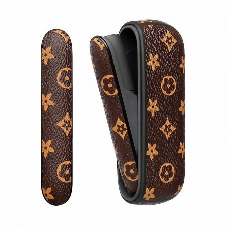 GSM - Set Husa Piele Ecologica Si Capac Plastic Flippy, pentru IQOS 3.0 DUO, de Protectie, Anti Soc si Zgarieturi, 20 gr, 12 x 4 x 2 cm, Maro