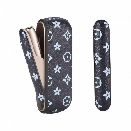 GSM - Set Husa Piele Ecologica Si Capac Plastic Flippy, pentru IQOS 3.0 DUO, de Protectie, Anti Soc si Zgarieturi, 20 gr, 12 x 4 x 2 cm, Negru