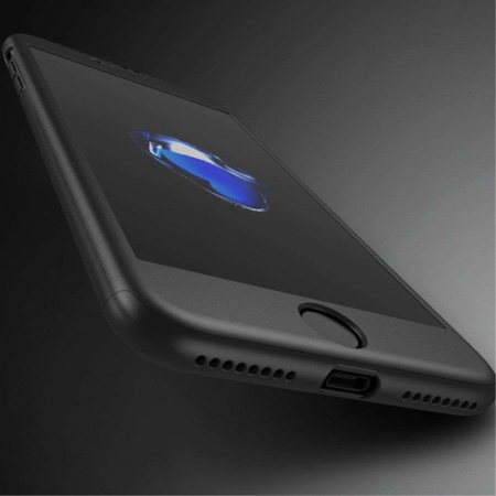 Set Husa si Folie de Protectie, Flippy, Compatibila cu Apple iPhone X, Full Cover 360°, Plastic + Sticla, Negru [10]