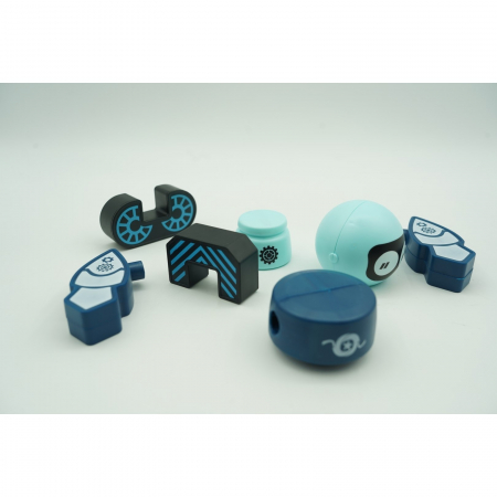 Lichidare Set inteligent de blocuri magnetice pentru copii, 7 piese, cutie depozitare, robotel, albastru [14]