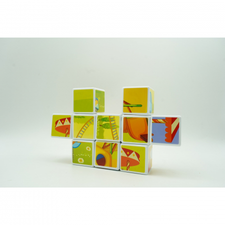 Set inteligent de cuburi magnetice pentru copii, 10 piese, cutie depozitare, puzzle parc de distractii, +3 ani, multicolor [8]