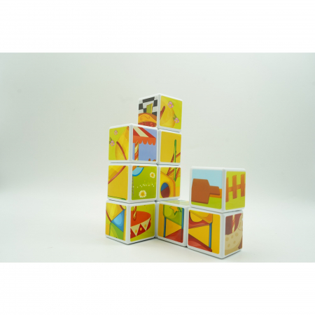 Set inteligent de cuburi magnetice pentru copii, 10 piese, cutie depozitare, puzzle parc de distractii, +3 ani, multicolor [4]