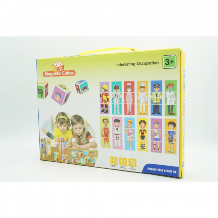 Set inteligent de cuburi magnetice pentru copii, 6 piese, cutie depozitare, puzzle joburi, +3 ani, multicolor [2]