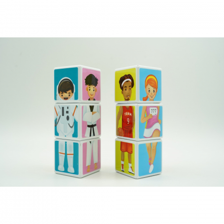 Set inteligent de cuburi magnetice pentru copii, 6 piese, cutie depozitare, puzzle joburi, +3 ani, multicolor [5]