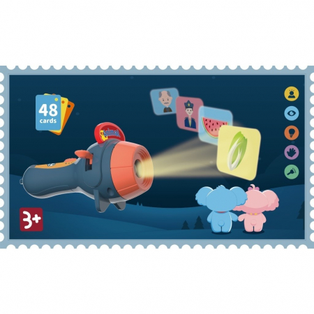Set Jucarie Educativa, Flippy, Proiector Tip Lanterna Pentru Copii, 6 Teme, 48 de Imagini, Cutie Depozitare, +3 ani, Albastru [4]