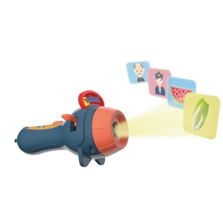 Jucarii, Copii & Bebe - Set Jucarie Educativa, Flippy, Proiector Tip Lanterna Pentru Copii, 6 Teme, 48 de Imagini, Cutie Depozitare, +3 ani, Albastru