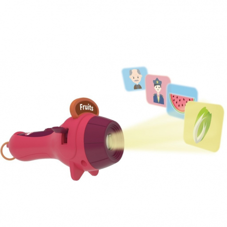 Jucarii, Copii & Bebe - Set Jucarie Educativa, Flippy, Proiector Tip Lanterna Pentru Copii, 6 Teme, 48 de Imagini, Cutie Depozitare, +3 ani, Rosu