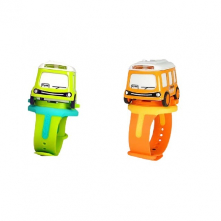 Jucarii, Copii & Bebe - Set jucarie pentru copii, Flippy, masina-ceas verde si portocalie