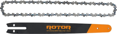 Accesorii pentru drujbe și fierăstraie electrice - Set lama + lant drujba 10"/25 cm, 56T, pas 1/4 ROTOR