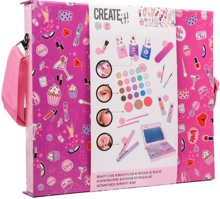 Make up - Set machiaj pentru fetite in gentuta de depozitare Create It!
