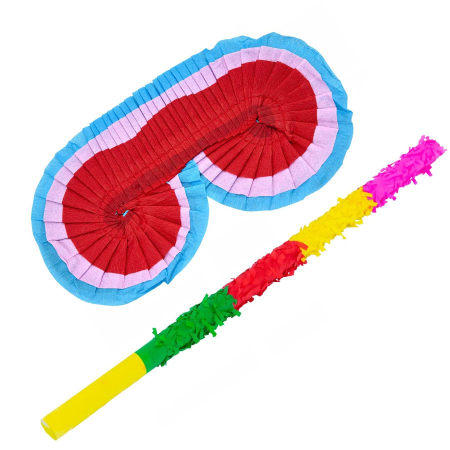 Articole petrecere - Set Masca BLINDFOLD cu Bat pentru Pinata, Flippy, Accesorii pentru Pinata, din Hartie Carton, Multicolor