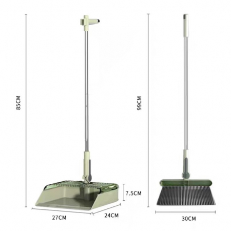 Set Matura si Faras cu Coada Flippy, cu Dinti de Pieptene pentru Curatare Matura, rotativ, pliabil, detasabil, Otel inoxidabil si Polipropilena, 99 x 30 cm Verde [2]