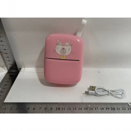 Set Mini Imprimanta Foto Portabila, Flippy, Include: 1x Set de Markere, 5x Role de Hartie Termica, 5x Role Hartie Adeziva, Incarcare USB, Bluetooth, Print Alb-Negru, Model Pisica, Roz [2]