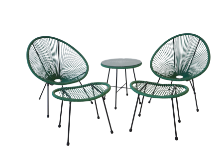 Mobilier gradina - Set mobilier terasa/gradina KLUGMEISTER KLFC042, doua scaune + masa + doua suporturi picioare, verde