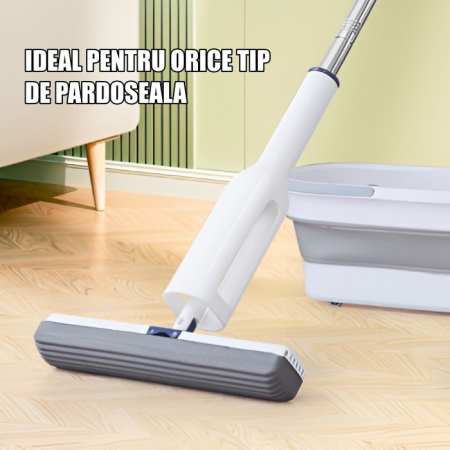 Set Mop Telescopic cu Galeata Pliabila, Flippy, Gri, 32 cm, Maner Reglabil 140 cm, Sistem de Stoarcere Usor si Eficient [5]