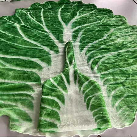 Set patura flanel si caciula Flippy, forma frunza de salata, pentru nou-nascuti, material poliester, 85 cm, verde [4]