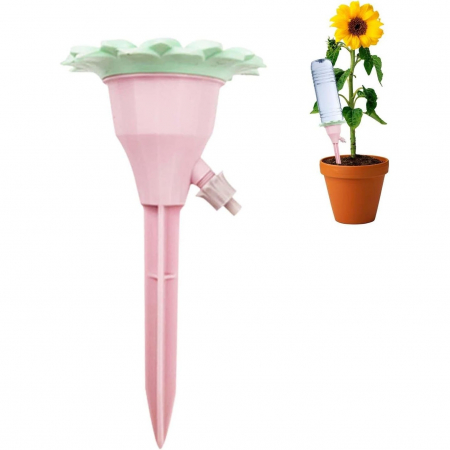 Lichidare Set picuratoare cu valva pentru irigare Flippy, design floare, viteza reglabila, fixare prin infigere, practic, 16.8 x 9 cm, roz [6]