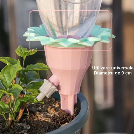 Lichidare Set picuratoare cu valva pentru irigare Flippy, design floare, viteza reglabila, fixare prin infigere, practic, 16.8 x 9 cm, roz [2]