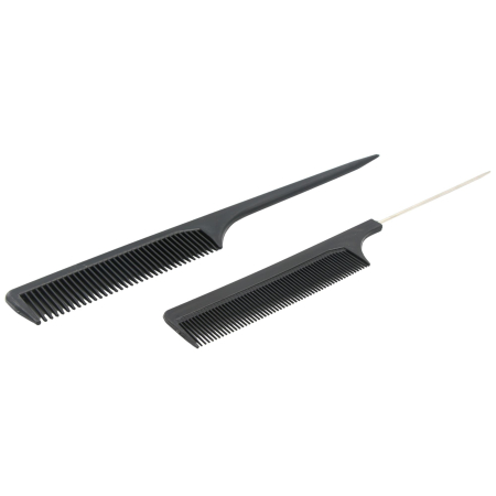 Set piepteni profesionali pentru coafat, Flippy, 10 bucati, PP + Otel inoxidabil, 18,5-22 cm, Rezistenti la caldura, Negru [3]