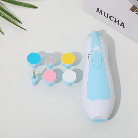 Set Pila Electrica pentru Copii si Bebelusi, Flippy, ABS, 6 Accesorii, cu Lumina LED, Albastru Alb [11]