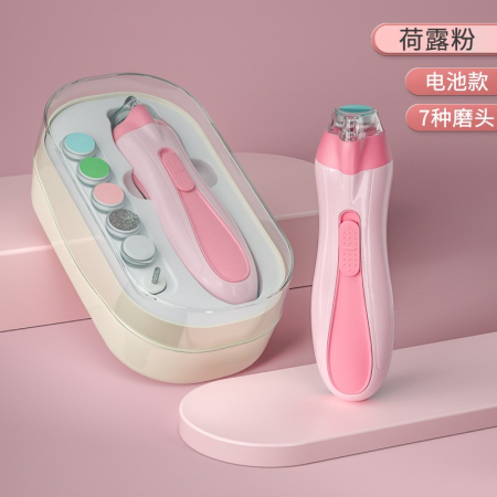 Jucarii, Copii & Bebe - Pila Electrica, Flippy, pentru Copii si Bebelusi, din ABS, 6 Accesorii, cu Lumina LED, 9.5 x 6 x 17 cm, Roz
