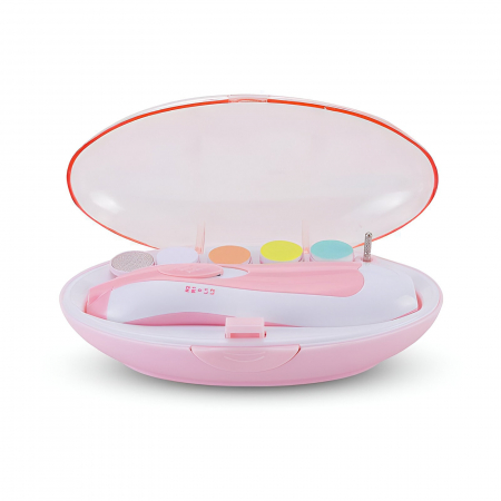 Set Pila Electrica pentru Copii si Bebelusi, Flippy, ABS, 6 Accesorii, cu Lumina LED, Roz Alb [7]