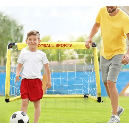 Lichidare Set Poarta de Fotbal pentru Copii, Flippy, 45x60 cm, Minge, Cartonase, Pompa, Fluier, Interactiv, Distractiv, Galben [5]