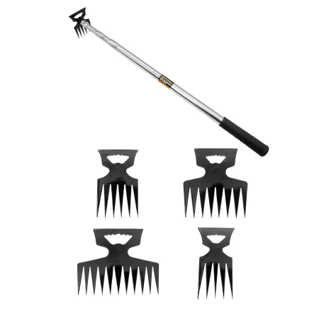 Grădină și gospodărie - Set sapa telescopica multifunctionala cu 4 capete (11, 8, 6, 5 dinti) ROTOR RST-5.11