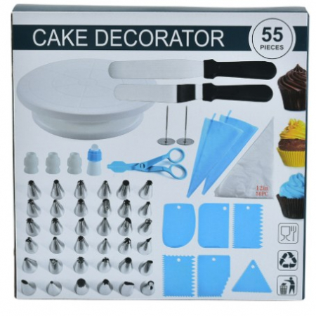 Bucatarie si electrocasnice - Set 55 Piese Ustensile pentru Ornare Prajituri, Flippy, din Plastic si Otel Inoxidabil, Multicolor