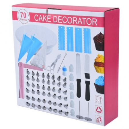 Bucatarie si electrocasnice - Set 70 Piese Ustensile pentru Ornare Prajituri, Flippy, din Plastic si Otel Inoxidabil, Multicolor